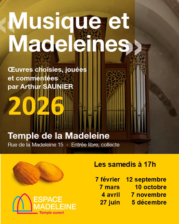Musiques et Madeleines un samedi par mois à 17h